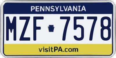 PA license plate MZF7578