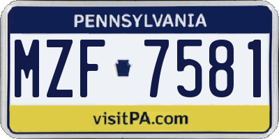 PA license plate MZF7581