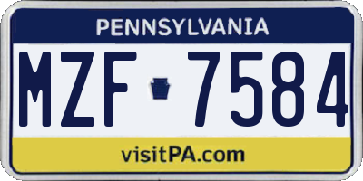 PA license plate MZF7584