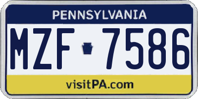 PA license plate MZF7586