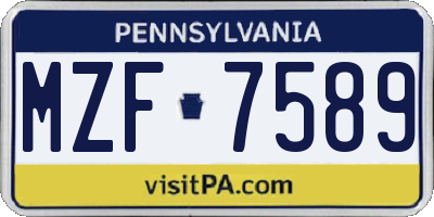 PA license plate MZF7589