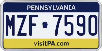 PA license plate MZF7590
