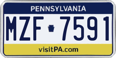 PA license plate MZF7591