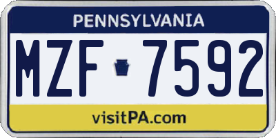 PA license plate MZF7592
