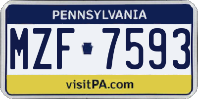 PA license plate MZF7593