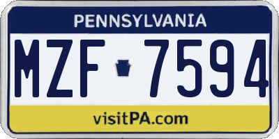 PA license plate MZF7594