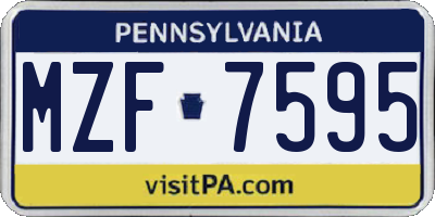 PA license plate MZF7595
