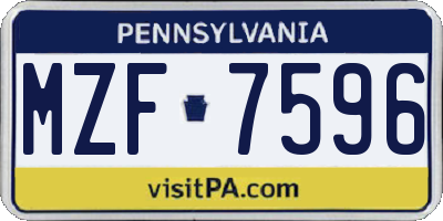 PA license plate MZF7596