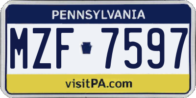 PA license plate MZF7597