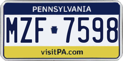PA license plate MZF7598