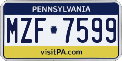 PA license plate MZF7599