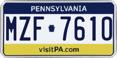 PA license plate MZF7610