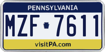 PA license plate MZF7611