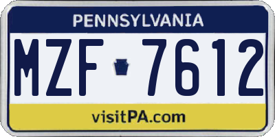 PA license plate MZF7612