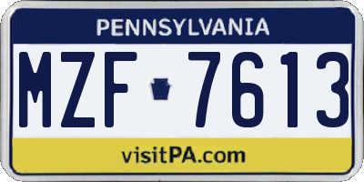 PA license plate MZF7613