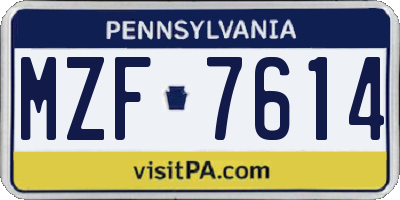 PA license plate MZF7614