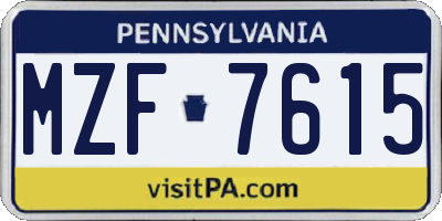 PA license plate MZF7615
