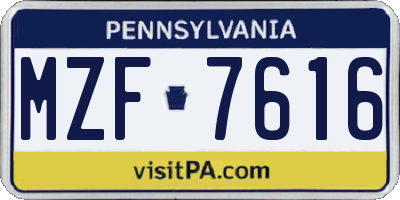 PA license plate MZF7616