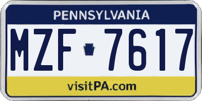 PA license plate MZF7617