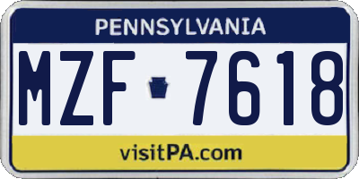 PA license plate MZF7618