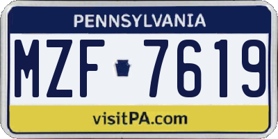 PA license plate MZF7619