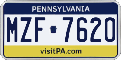 PA license plate MZF7620