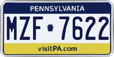 PA license plate MZF7622