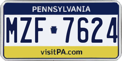 PA license plate MZF7624