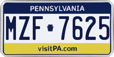 PA license plate MZF7625