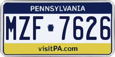 PA license plate MZF7626
