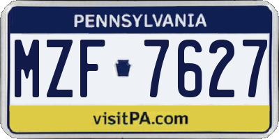 PA license plate MZF7627