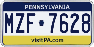 PA license plate MZF7628