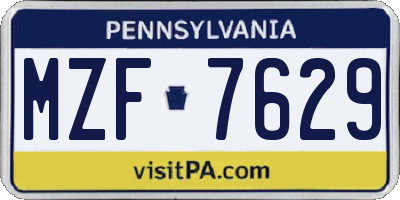 PA license plate MZF7629