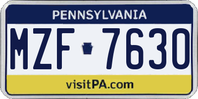 PA license plate MZF7630