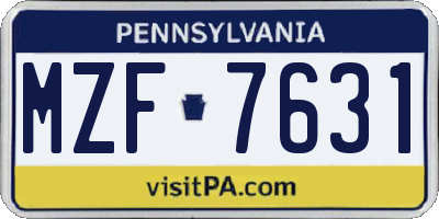 PA license plate MZF7631