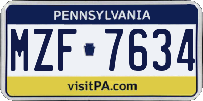PA license plate MZF7634