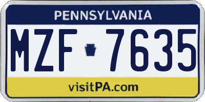 PA license plate MZF7635