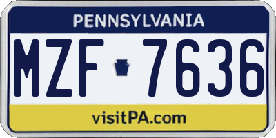 PA license plate MZF7636
