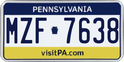 PA license plate MZF7638