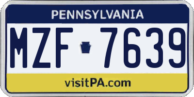 PA license plate MZF7639