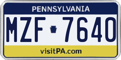PA license plate MZF7640