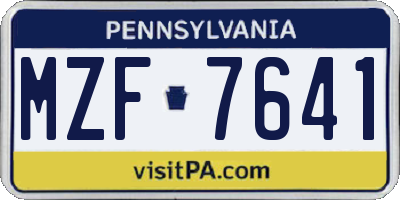 PA license plate MZF7641