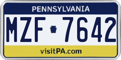 PA license plate MZF7642
