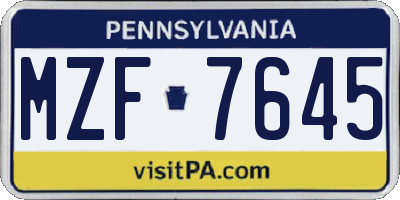 PA license plate MZF7645