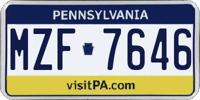 PA license plate MZF7646