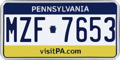 PA license plate MZF7653