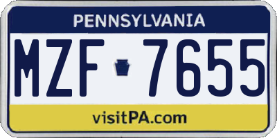 PA license plate MZF7655