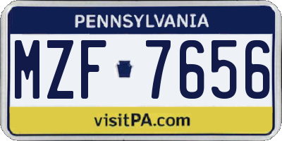 PA license plate MZF7656