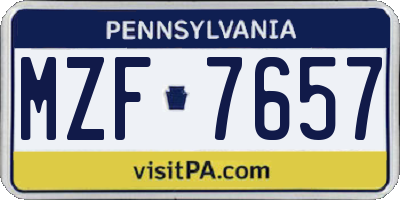 PA license plate MZF7657