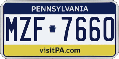 PA license plate MZF7660